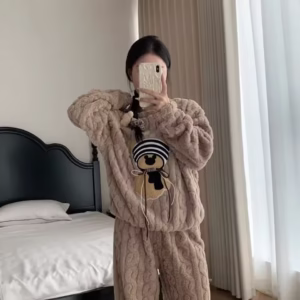 Thickened Coral Fleece Sleepwear Set Women's